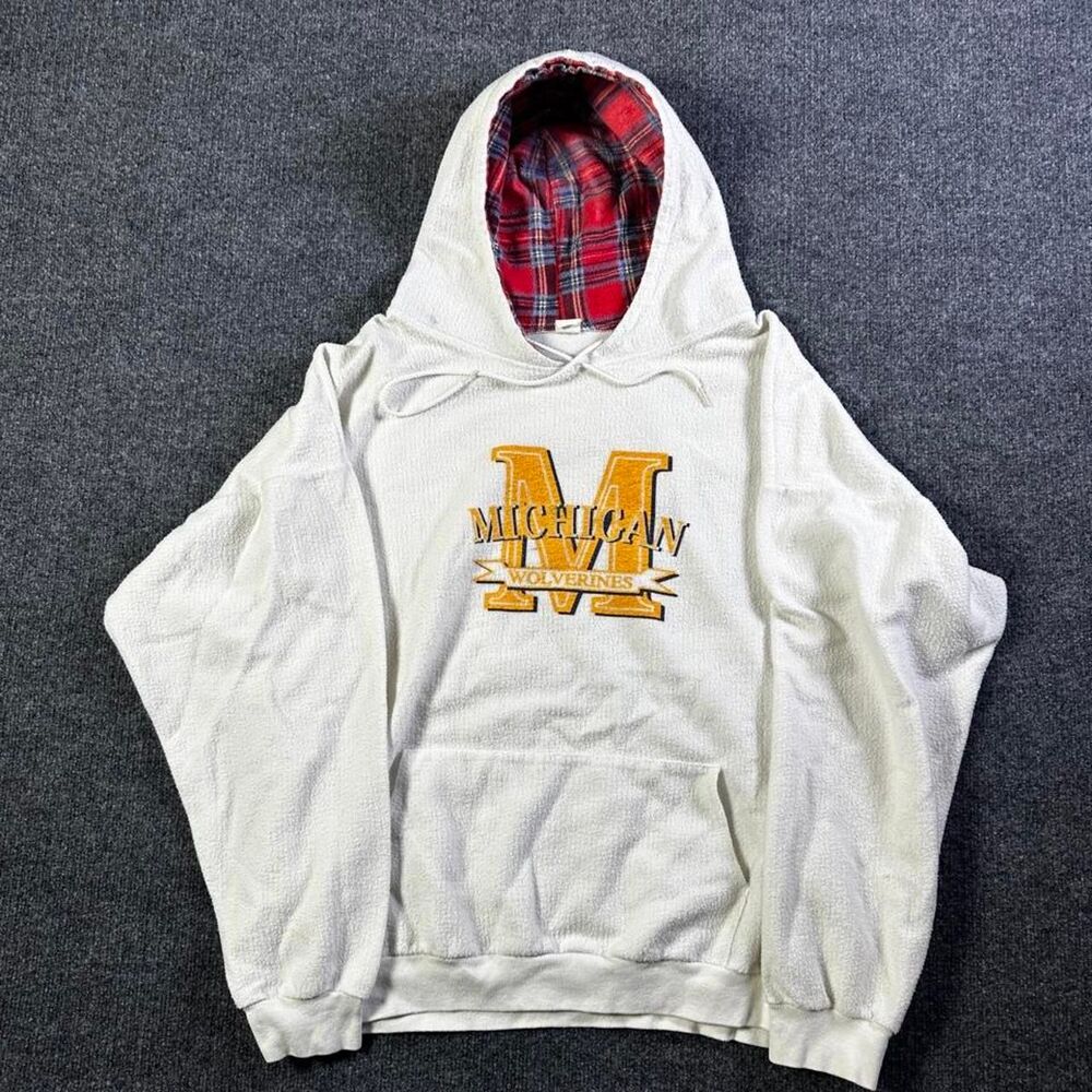 American-vintage Men's White and Grey Hoodie